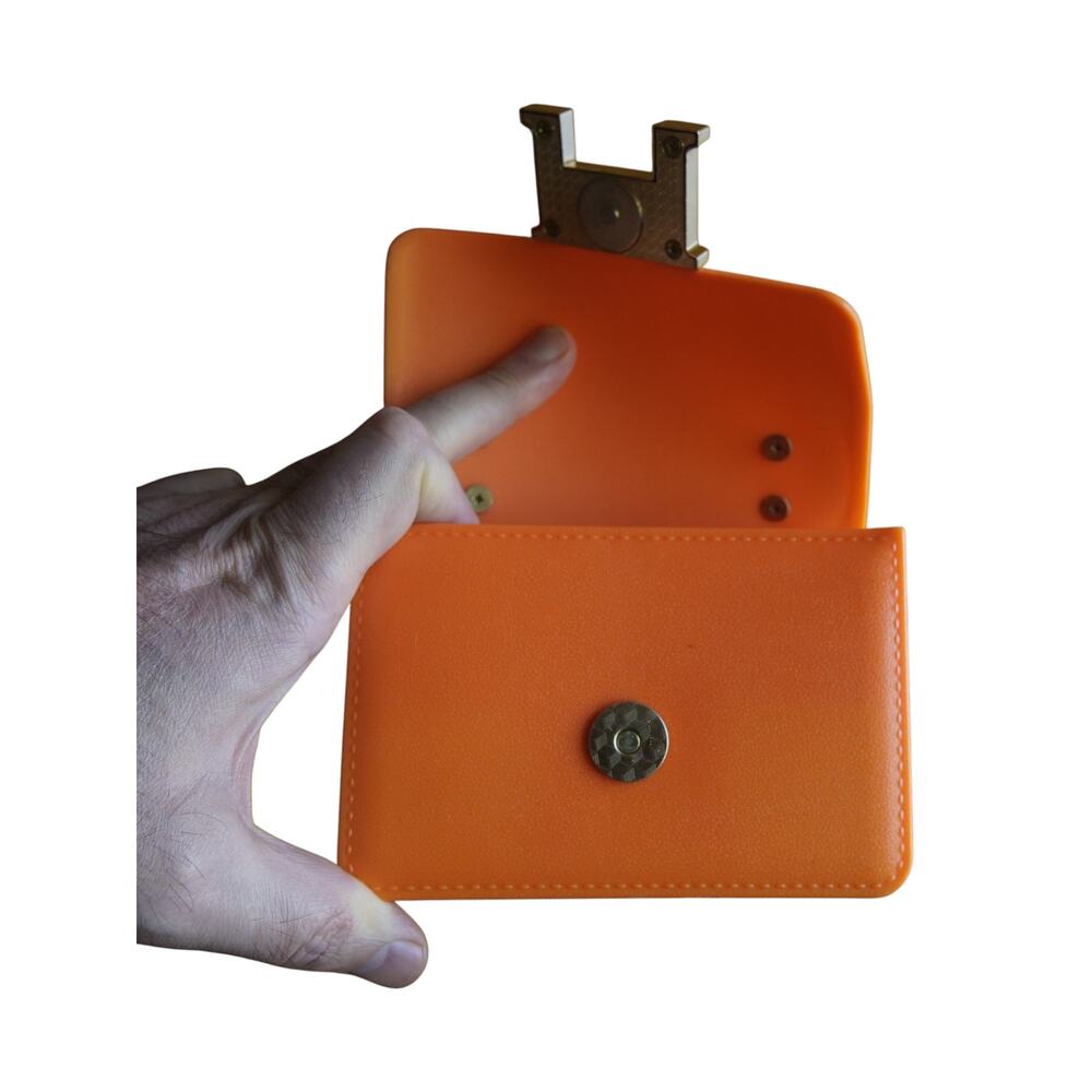 Girls Orange Mini Handbag Pearl Handle H Buckle Plastic Toy Purse - Picture 6 of 9